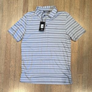 TravisMathew Men's Striped Polo - Light Gray & White